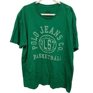 Ralph Lauren Polo Jeans Basketball Green SS Crew Neck Cotton TShirt SZ XL
